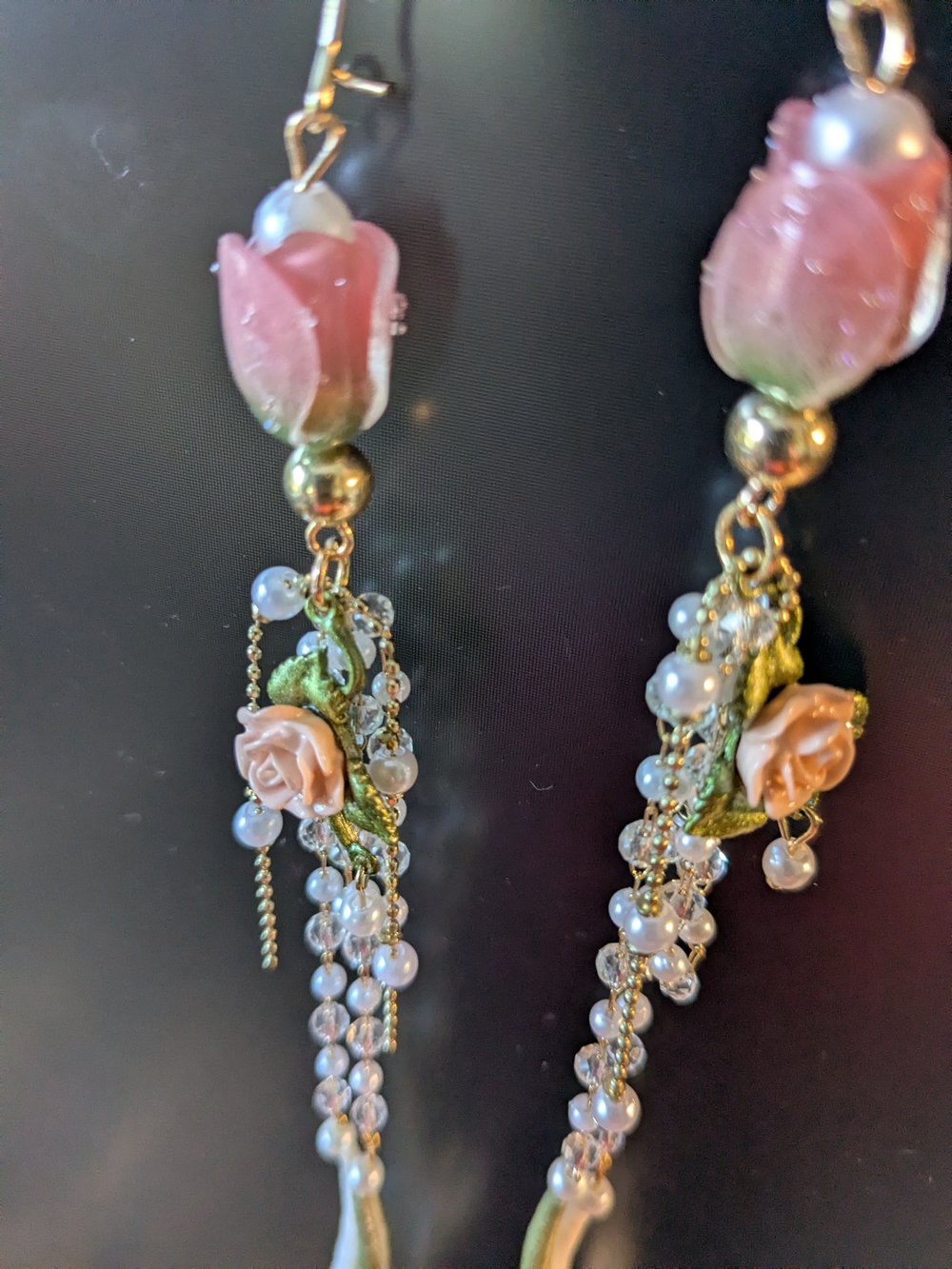 Indigenous Created Elegant Floral Dentalium Shell Statement Earrings - Picture 9 of 11